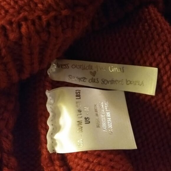 New Hudson Hudson's Bay Stripes Red Festive Pom Pom Dog Sweater Coat Sz M - Picture 6 of 7